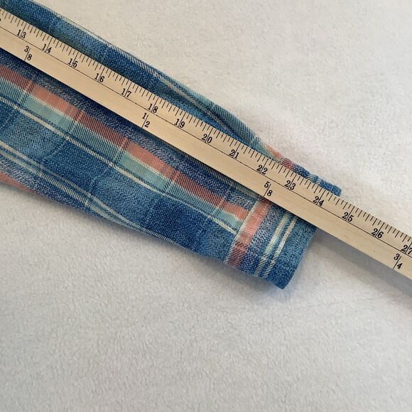 GAP Men’s Medium Shirt Blue Pink Plaid Long Sleeve Button Up Cotton Flannel - Picture 13 of 13